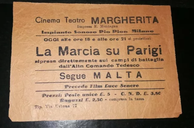 Volantino Cinema Teatro Margherita Montagna La Marcia Su Parigi Malta