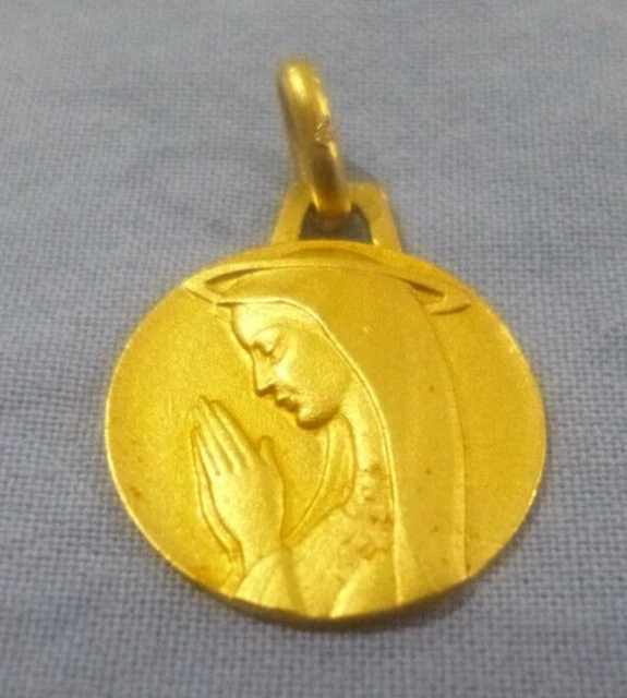 Boucles puces médaille vierge Marie plaqué or