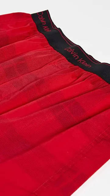 $28 Calvin Klein Underwear Men's Textured plaid Cotton Boxer Slim, Red, Sz M 2