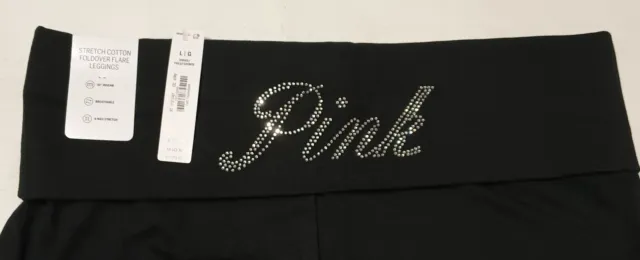 Victoria’s Secret PINK original BLACK FLARE legging BLACK SHINE FOLDOVER XL  