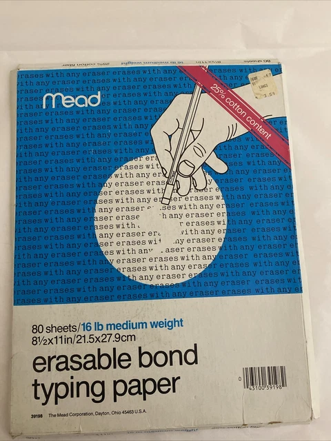 Mead Erasable Bond Typing Paper about 40 sheets