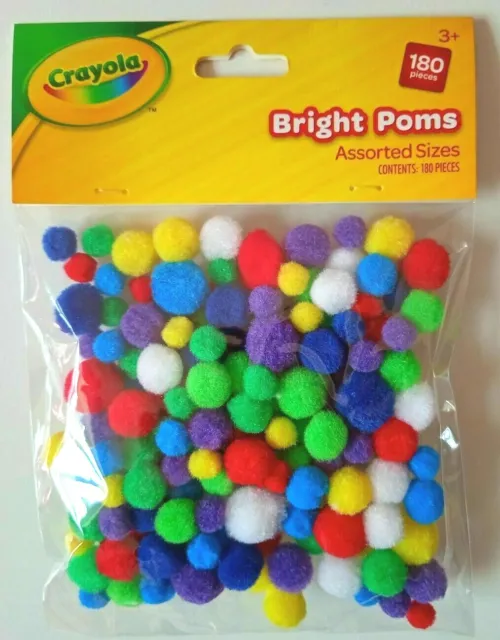 Crayola Luminoso O Pastel Poms (Formati Assortiti) 180 Pezzi Colorato Pom