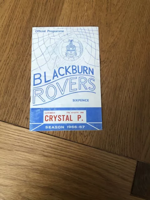 Blackburn Rovers v Crystal Palace Football Programme 1966-67 Season