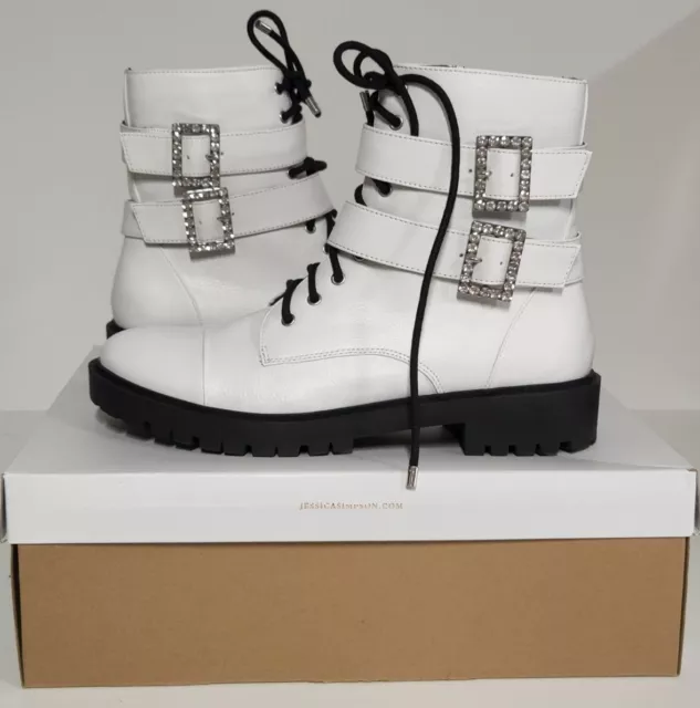 Jessica Simpson Kerina Lace-Up Boot  BRIGHT WHITE 8 M New