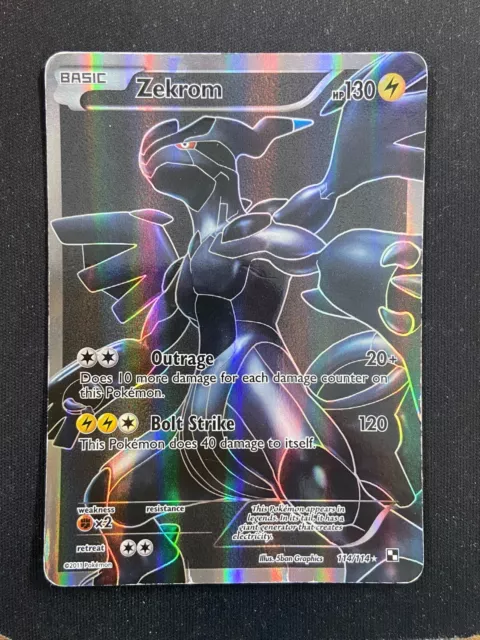 CARTA POKEMON ZEKROM FULL ART 114/114 BIANCO E NERO ITA BUONA