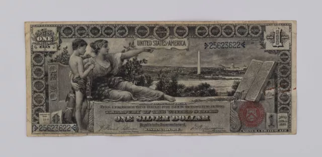 1896 $1 Educational Silver Certificate F+ / VF