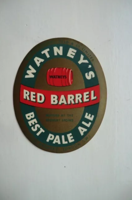 Larger Mint Watneys Red Barrel Best Pale Ale  Brewery Beer Bottle Label