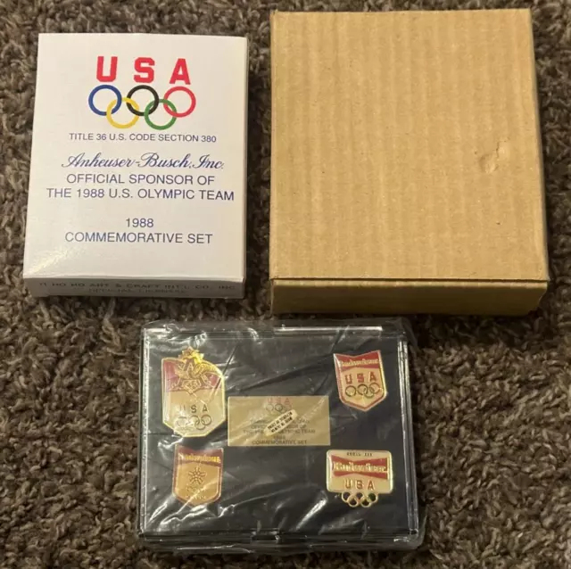 Anheuser-Busch Budweiser 1988 US Olympic Team Commemorative Pin Set - Seoul NIB