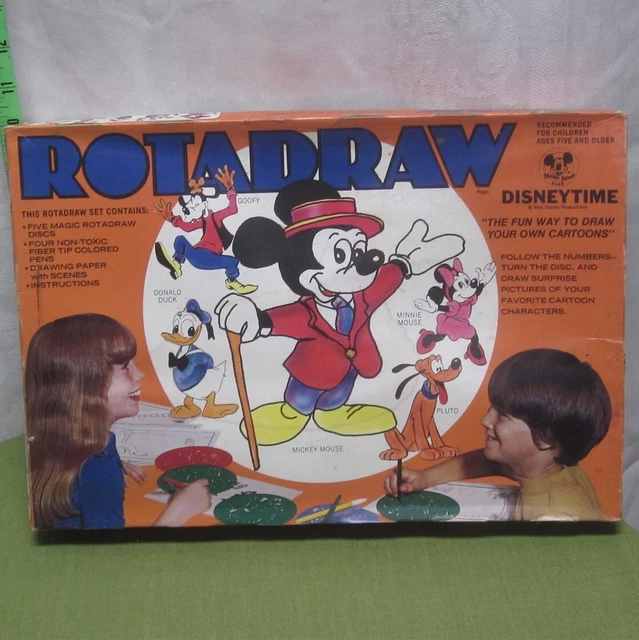 ROTODRAW INCOMPLETE ART kit Disney Time vtg drawing toy Mickey Mouse ...