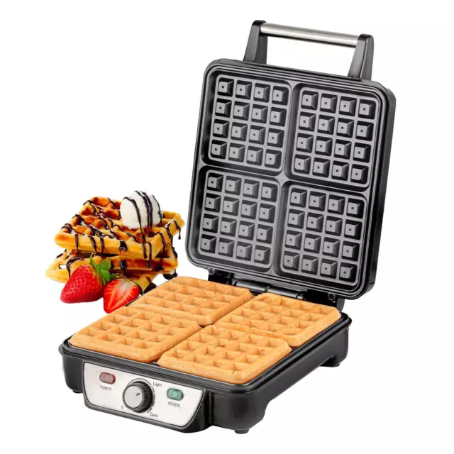 Waffle Maker iron 4 Slice Non-Stick Electric Belgian Waffle Machine 1000W Geepas