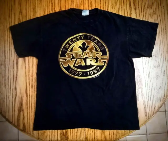 Vintage Star Wars New Hope T-Shirt 20 Years Anniversary Black 1997 1977 Rare SS