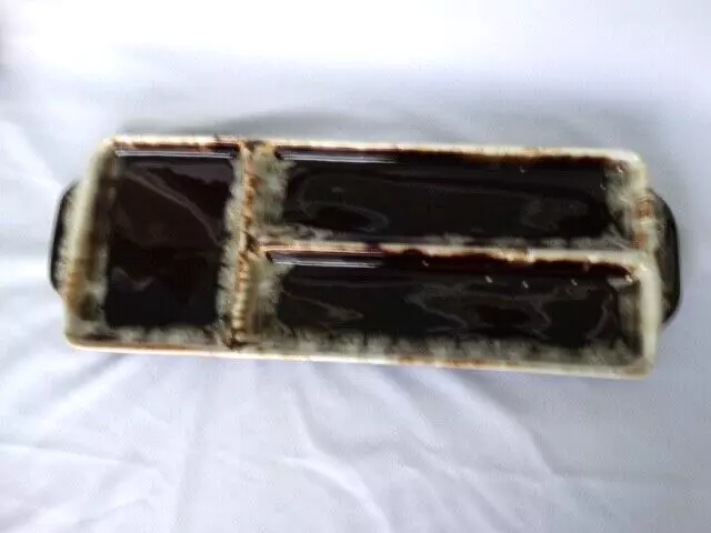 Pfaltzgraff China Gourmet Brown Drip Glaze Gourmet Brown Hors d'Oeuvre Tray VGUC