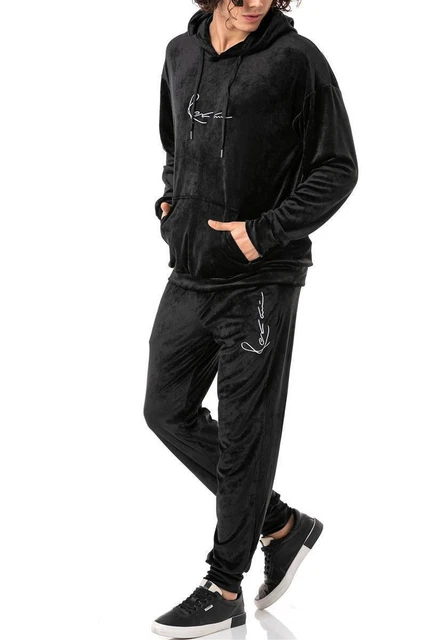 Set Tuta Sportiva Da Uomo, Felpa Con Cappuccio Loungewear Sweatershirt Sport Attivi Corsa Palestra Felpa Da Jogging Top E Pantaloni,Nero,XXL - Foto 6