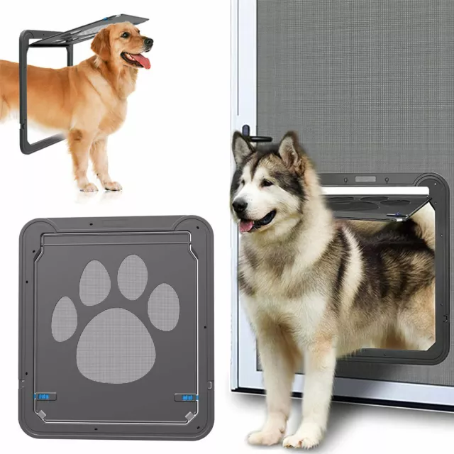 4 Way Locking Lockable Pet Cat Puppy Dog Magnetic Flap Door Gate  For Large Dog