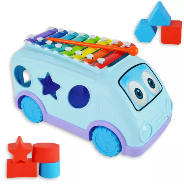 Pull Along Musical Bus Xylophone, Fun Shape Sorter Musical Toy - Little Star