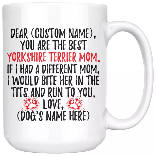 Personalized Yorkshire Terrier Dog Mom Mommy Mug, Yorkie Dog Owner Women Gifts