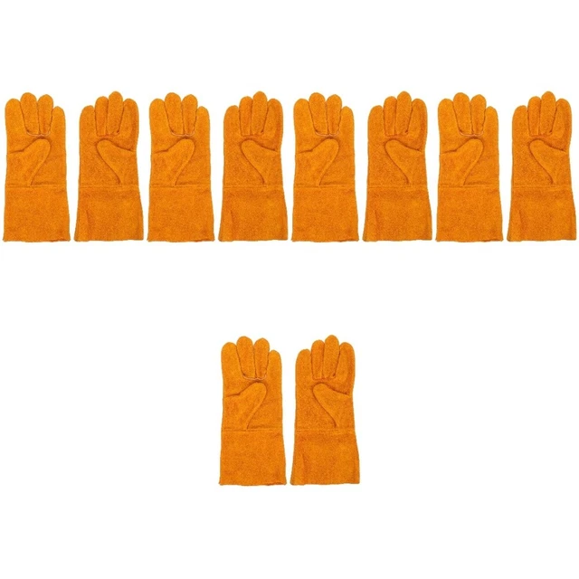 5 Pair Gardener Gifts Women Cowhide Palm Work Gloves Motorcycle