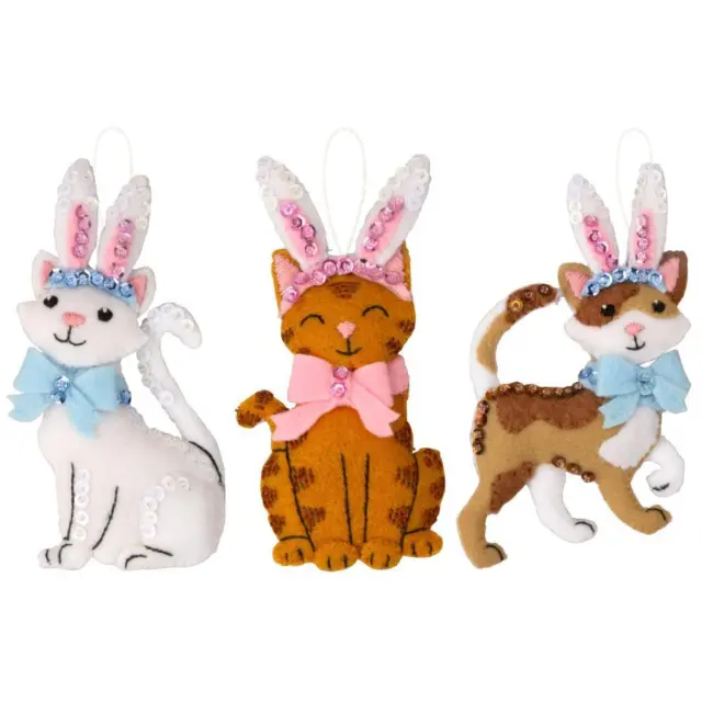 Hazlo tú mismo Bucilla Bunny Kitties Gatos Fieltro de Pascua Kit 89686E