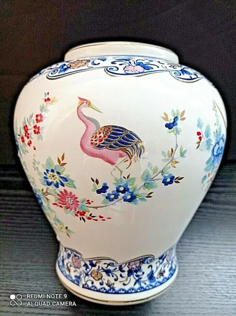 Keramik FG Studio  Mailand  bauchige Vase Pfau, Blumen Muster Gold Verzierung