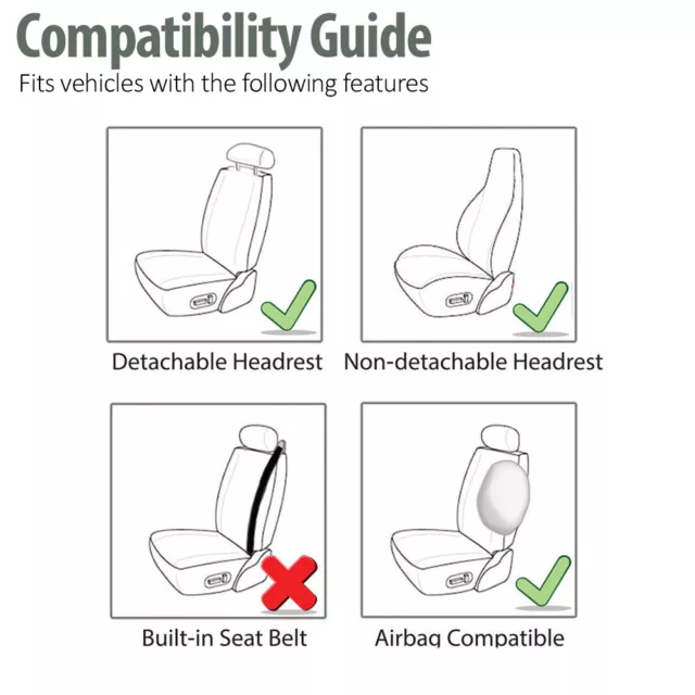 High Back Bucket Seat Premium Fabric Car Seat Covers Front Set Universal Fit 2