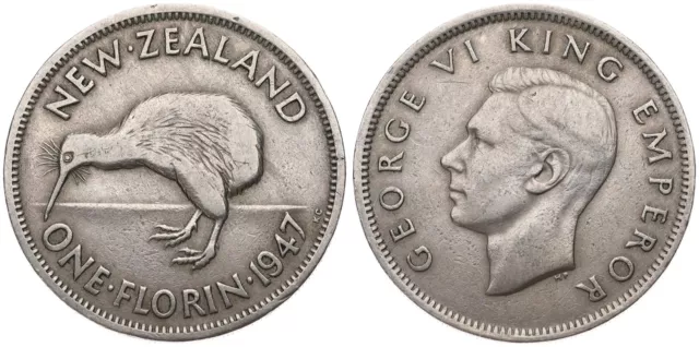 Neuseeland - New Zealand 1 Florin 1947-1965 - Kiwi - verschiedene Jahrgänge