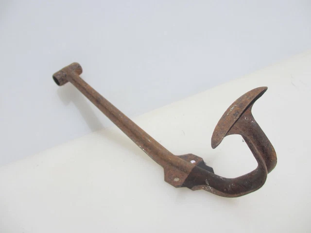 Large Antique Iron Coat Hook Hat Hanger Old French Vintage 9.5"H