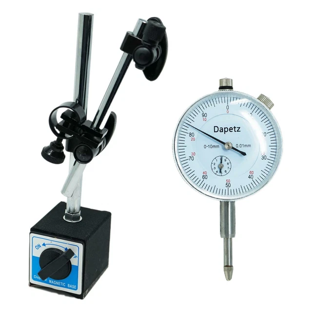 DTI Dial Indicator Gauge with Magnetic Base Stand Engineers Clock & Stand Set