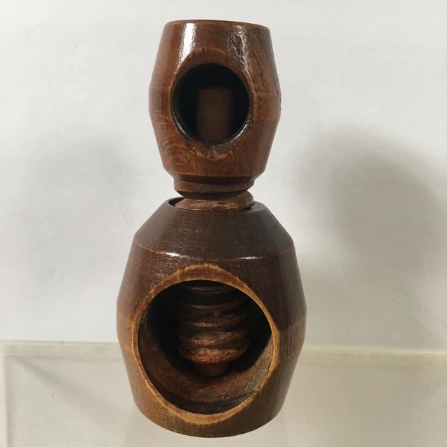Cordon Bleu France Brevete SGDG Wooden Nut Cracker Screw Hand Held Shell Breaker