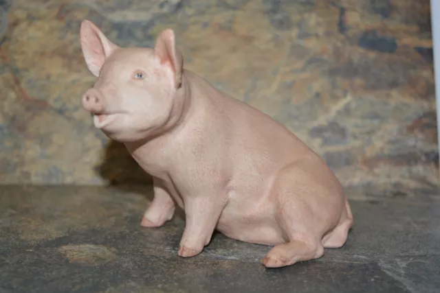 Vintage John Aynsley Piggy Porcelain Sitting Pig Figurine Ornament 1975