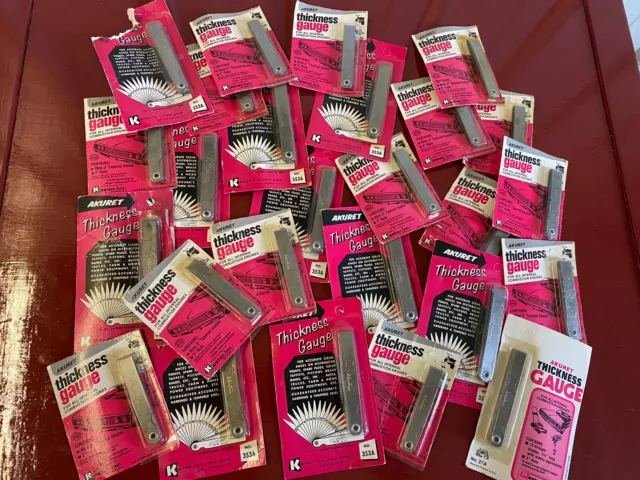Vintage Feeler Thickness Gauge Tools Lot Of (26) Akuret New!!