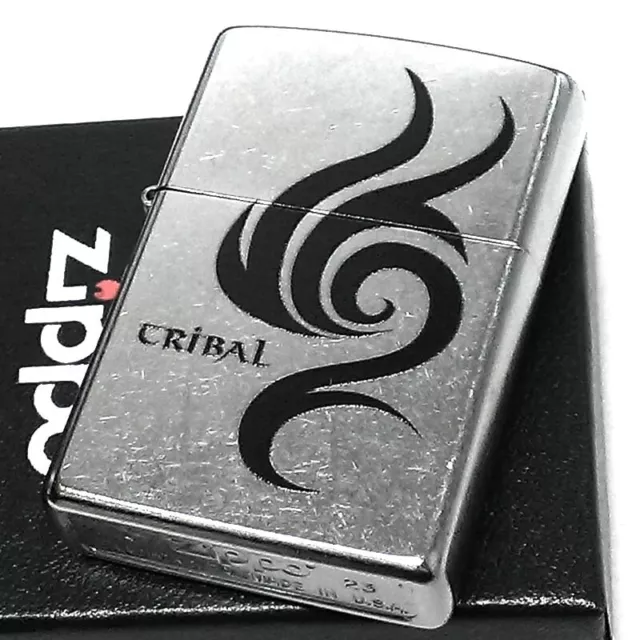 Zippo Oil Lighter Tribal Tatoo Street Chrome Silver Brass Regular Case Japan