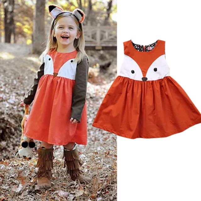Toddler Kids Baby Girls Strap Fox Print  Romper Jumpsuit Playsuit Outfit Clothes