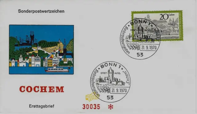 BRD FDC MiNr 649 (9) Fremdenverkehr (III): Cochem an der Mosel -Burg-Weinanbau-