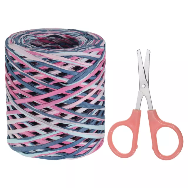 Cinta de papel artesanal Raffia cinta natural con tijeras rosa/azul marino 218 años