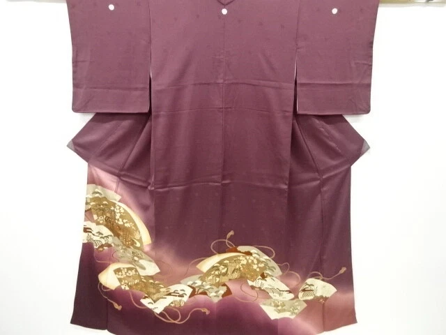 6486354: Japanese Kimono / Vintage Iro-Tomesode / Carriage & Shochikubai