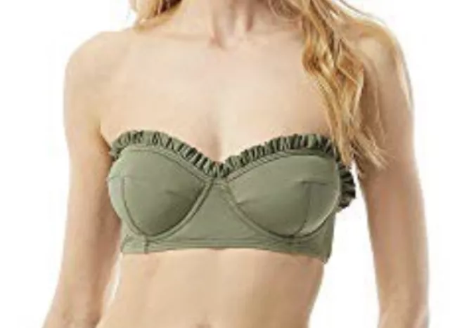 NWT Michael Kors Iconic Solids Ruffled Underwire Bandeau Top Size M