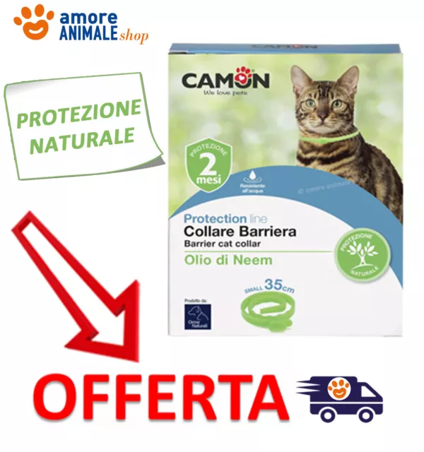 Camon Protezione Naturale 2 Mesi Collare BARRIERA Olio di Neem per Gatti 35 Cm