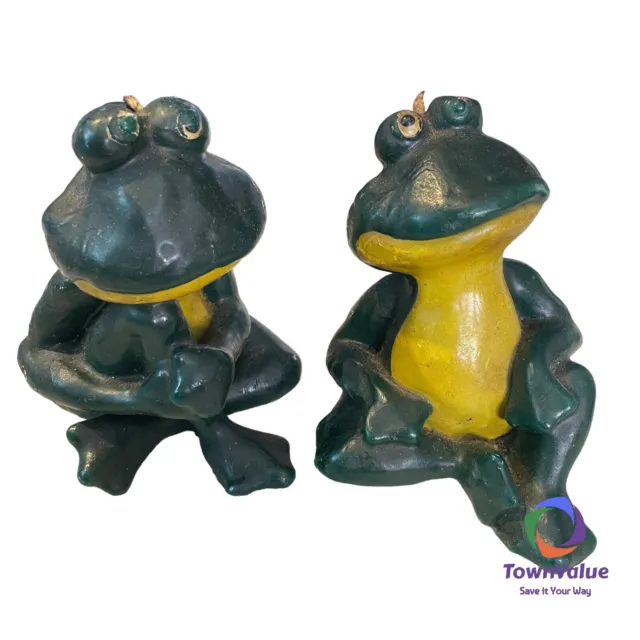 Pair of Large Vintage Wax Frog Candles Wicked Toad Amphibious Crossed Legs