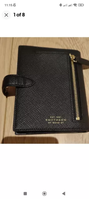 SMYTHSON Black Panama Pocket Tab Travel Wallet £365 New With Tags Authentic