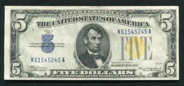 Fr2307 1934-A $5 Five Dollars “North Africa” Silver Certificate Gem Uncirculated