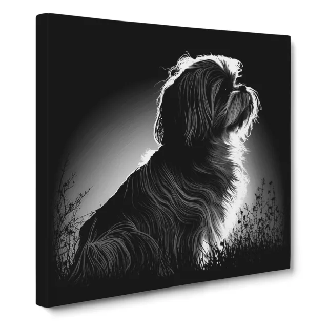 Shih Tzu Silhouette Canvas Wall Art Print Framed Picture Home Decor Living Room