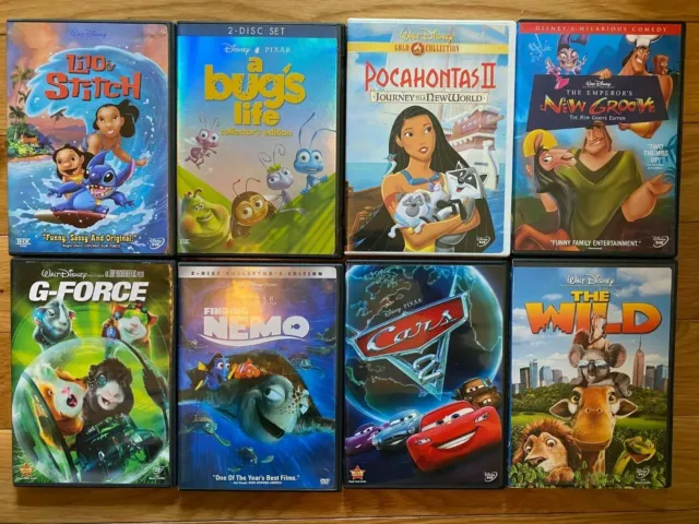 Disney 8 Dvd Lot Lilo & Stitch Finding Nemo Cars 2 A Bug's Life Pocahontas Wild