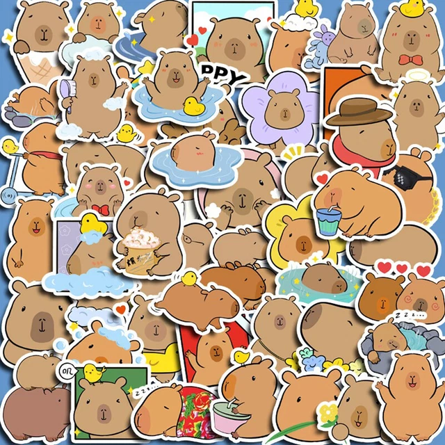 50PCS Plump Capybara Cartoon Cute Brown Animals Stickers Scrapbook Laptop Pho J2
