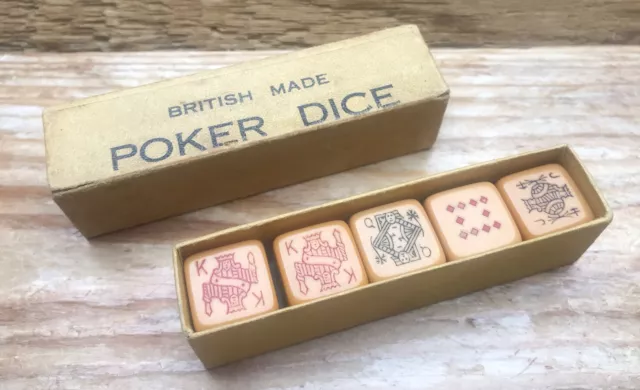 Set Bakelit Poker Würfel/Britisch hergestellt/Frühe Kunststoff/Retro Gaming/1940er/50er