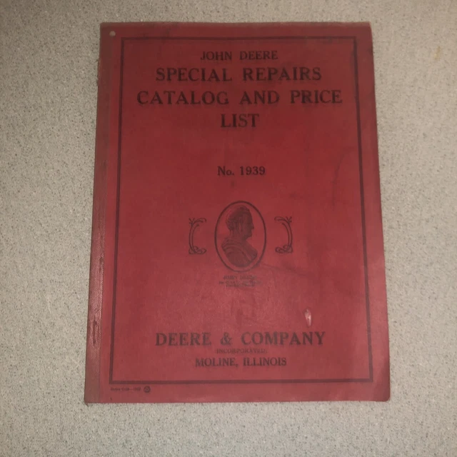 John Deere Special Repairs Catalog And Price List No. 1939, Series C-28 1939