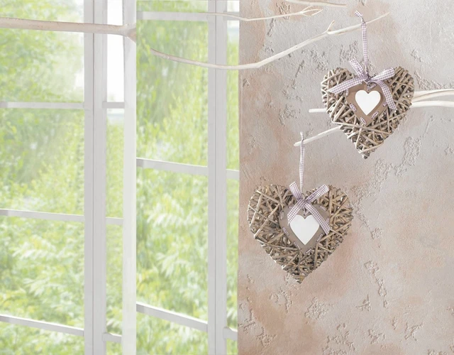 Salvare Set 2x Deko-Hänger " Cuore di Vimini ",2er Finestra Amore Appendere