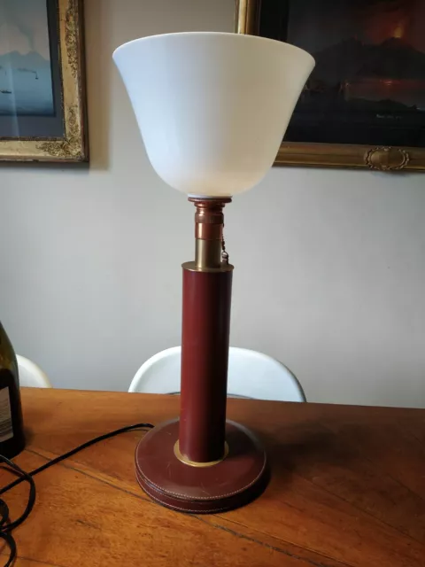 Lampe Dupre Lafon Art Deco 1950 Hermès Adnet 55Cm Paquebot Cuir Pique Luxe Decor