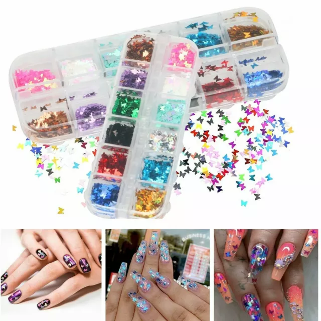 Nail Glitter Sequins Holographic Laser Butterfly Flakes Nail Art 3D Decoration