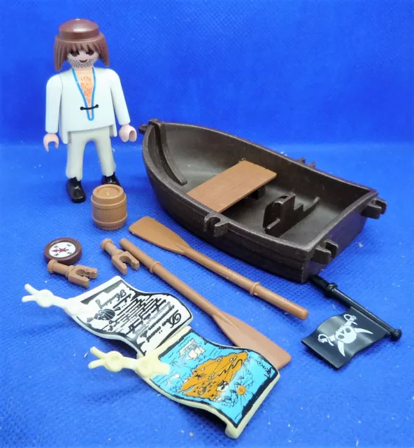 Playmobil YC-8 Pirates Small Rowing Boat Figure Map Barrel Oars Flag Compass