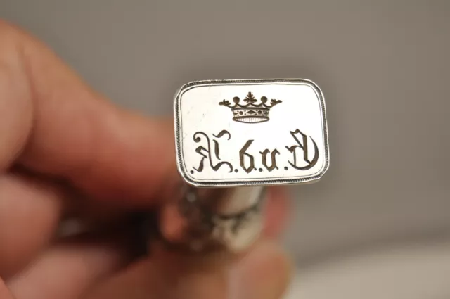 Cachet Sceau Ancien Argent Massif Armoiries Antique Solid Silver Wax Seal 70Gr